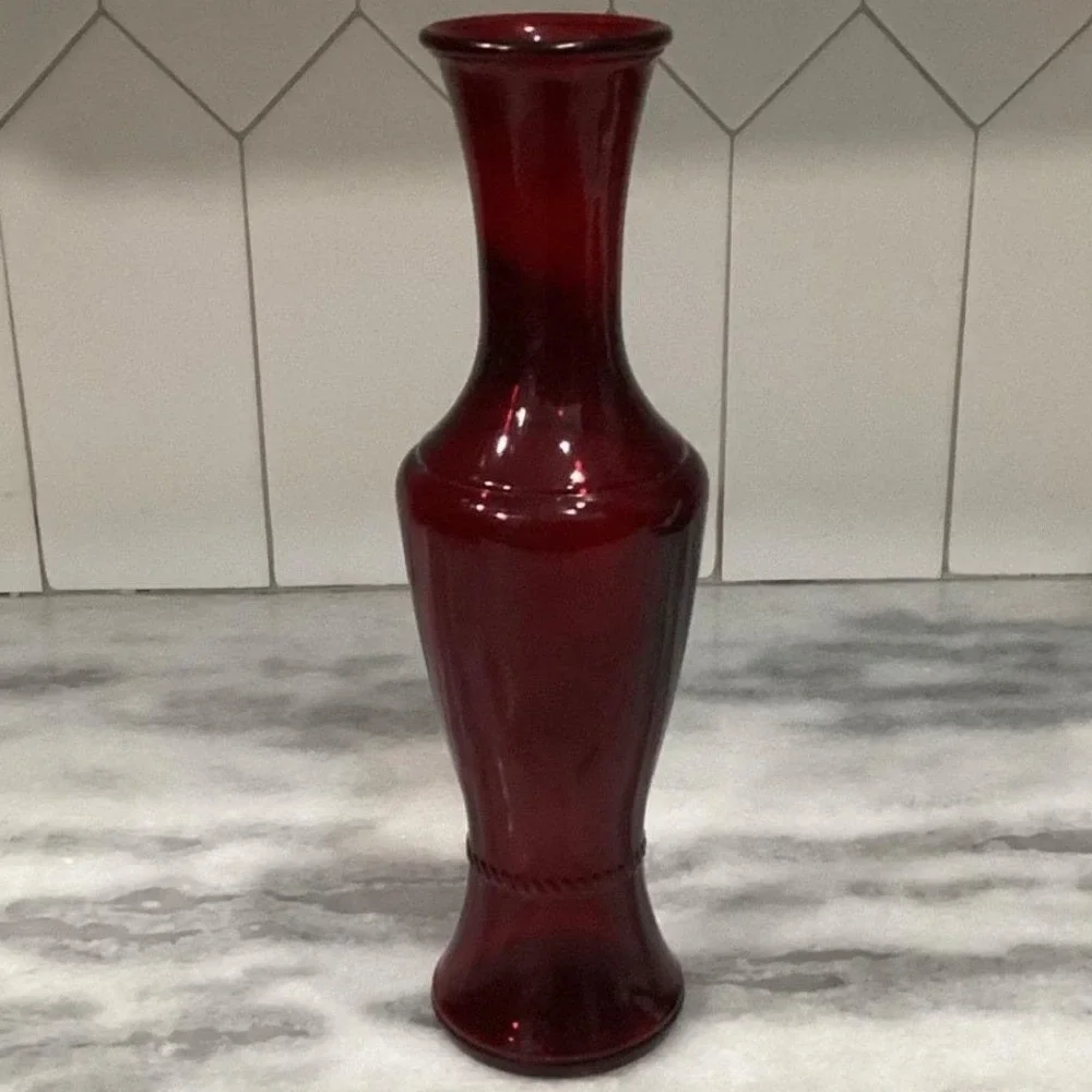 Wheaton‎ Glass Ruby Red Flower Vase, 11